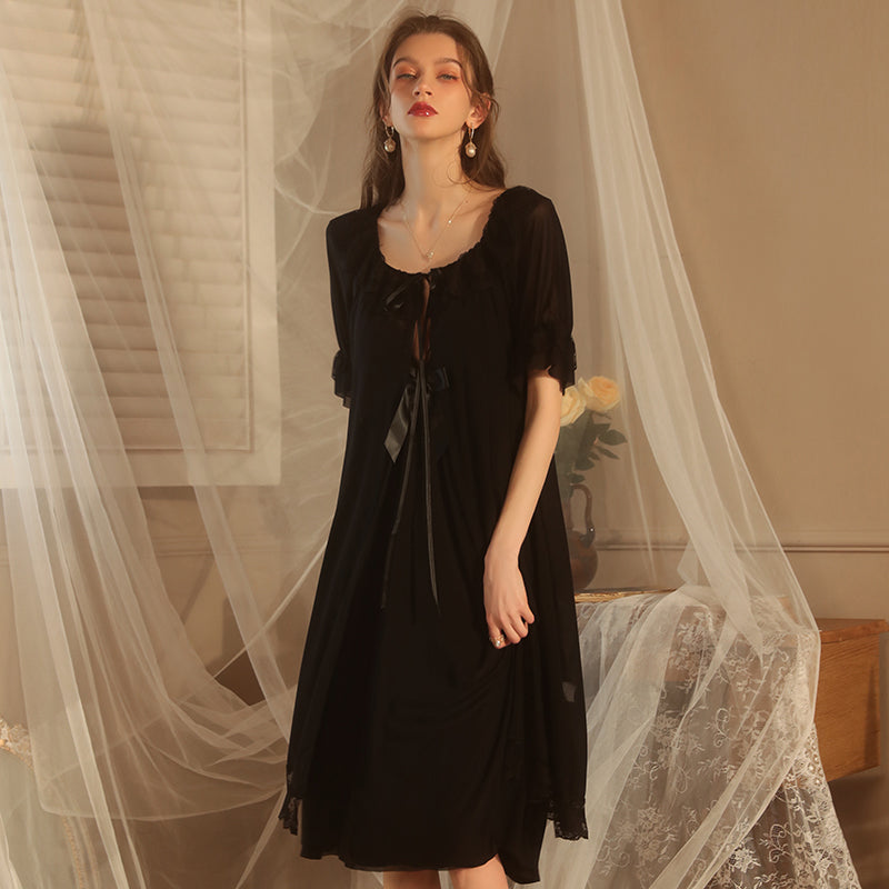 Sexy breast padded suspender nightgown, mesh private room, solid color small breast outer robe, home wear set