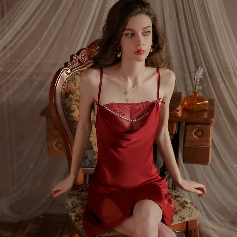 2025 Silk Dress with Pearl Necklace