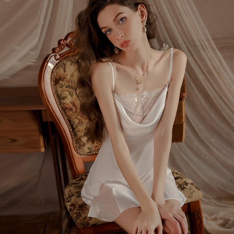 2025 Silk Dress with Pearl Necklace