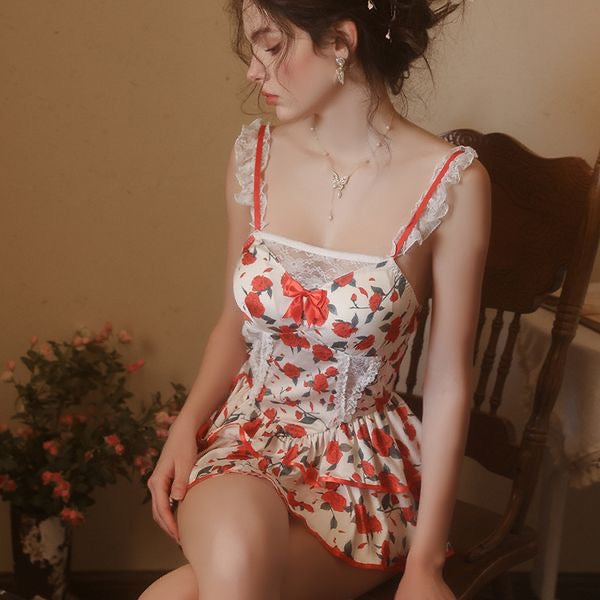 Floral Print Satin Sleep Dress