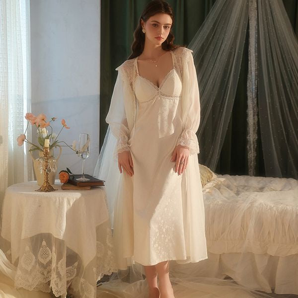 Backless Lace Maxi Dress Set with Subtle Floral Pattern