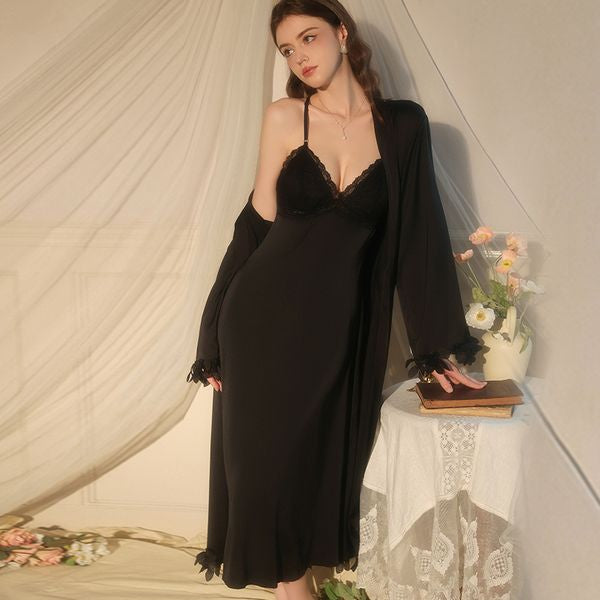 Backless Lace Maxi Dress Set with Subtle Floral Pattern