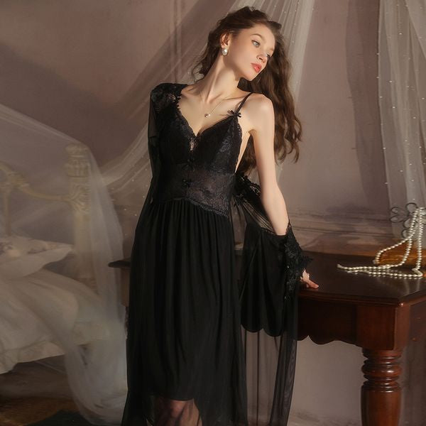 Silky Lace Push-Up Nightdress Set
