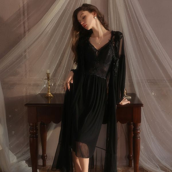 Silky Lace Push-Up Nightdress Set