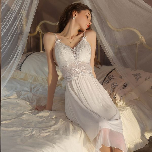 Silky Lace Push-Up Nightdress Set