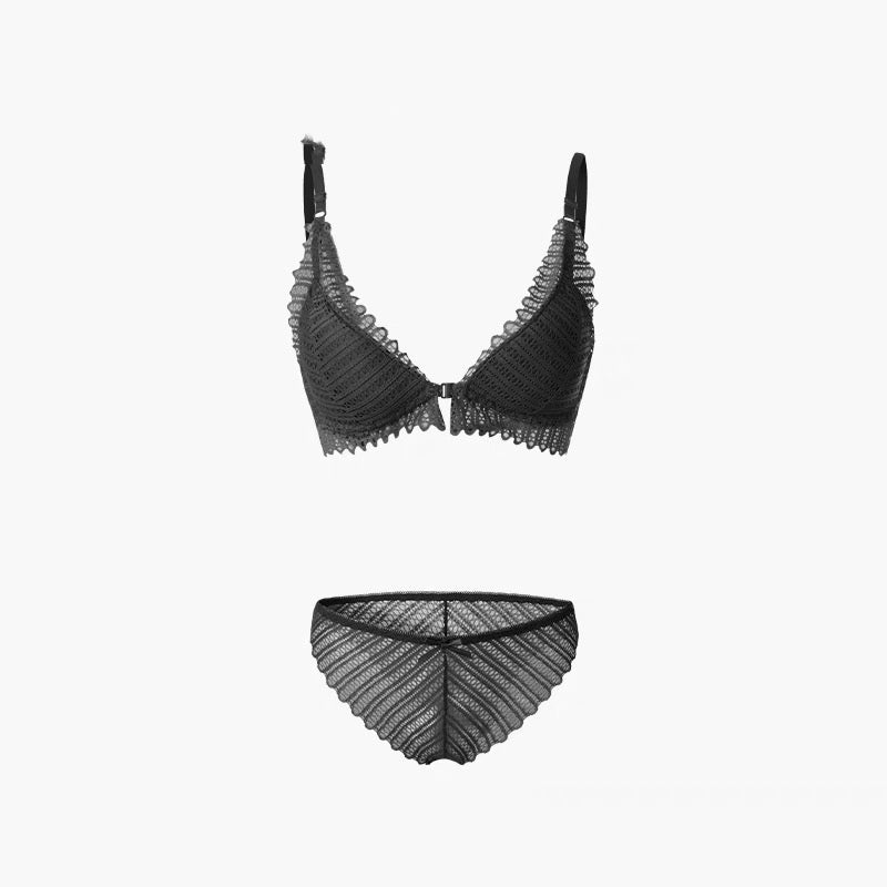 Thin triangle cup bra, sexy lace, beautiful back, front buckle, no wire bra——01