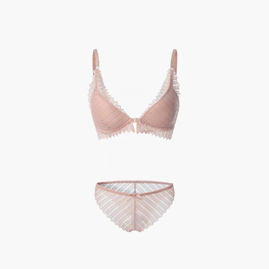 Thin triangle cup bra, sexy lace, beautiful back, front buckle, no wire bra——01