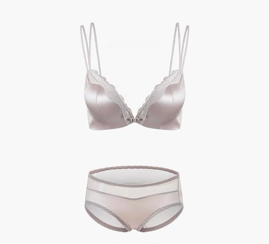 Sexy lingerie for women with small breasts, sexy and comfortable, wire-free summer thin bra set——03