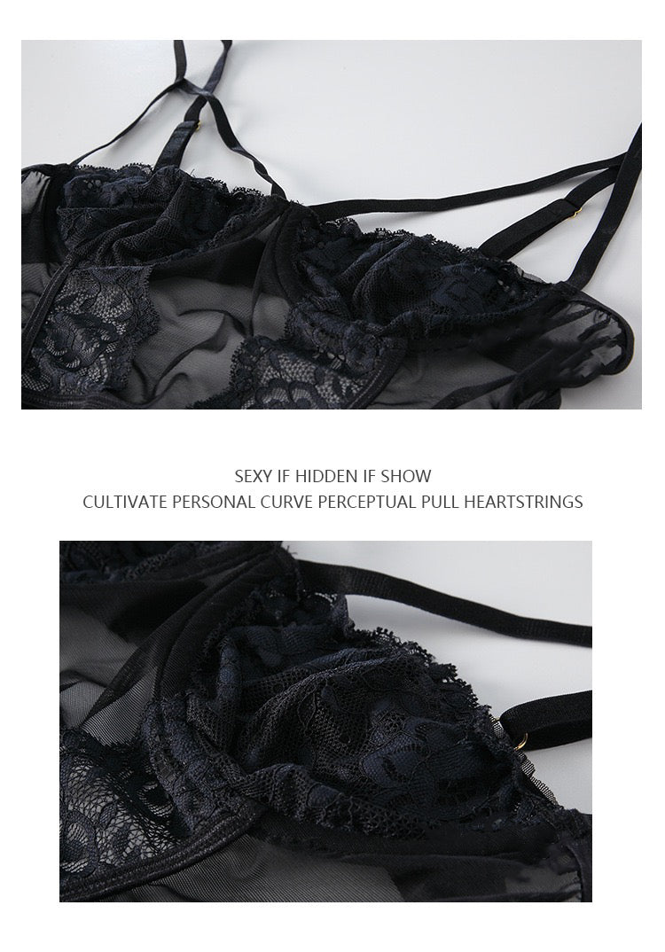 2024 Summer Sexy Lingerie, Seductive Backless Mesh, Underwire, Push-Up, Suspender Skirt, Home Wear, Nightdress, Underwear.2102