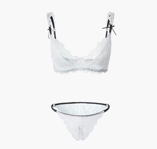 Sexy lace ultra-thin underwear spring and summer women's bra set-05
