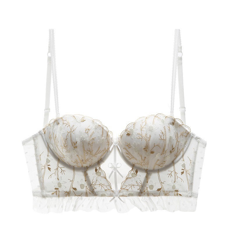 Lace Embroidered Push-up Vest Bra