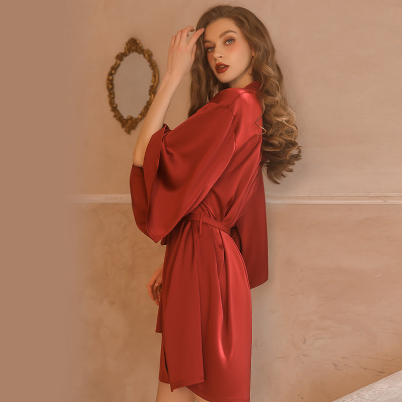 Elegant Lace Sexy Pajama Set - Pure Desire Strappy Nightgown and Robe