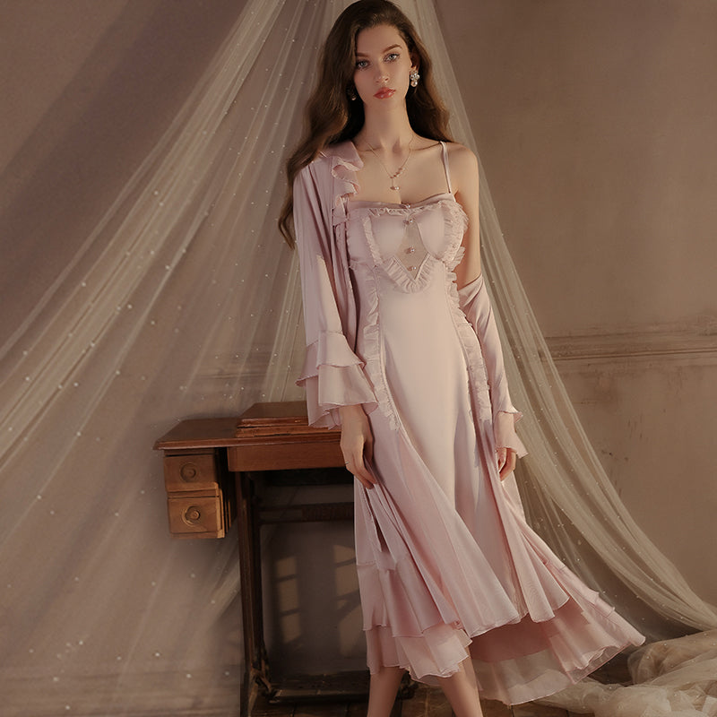 Long lace-trimmed nightgown