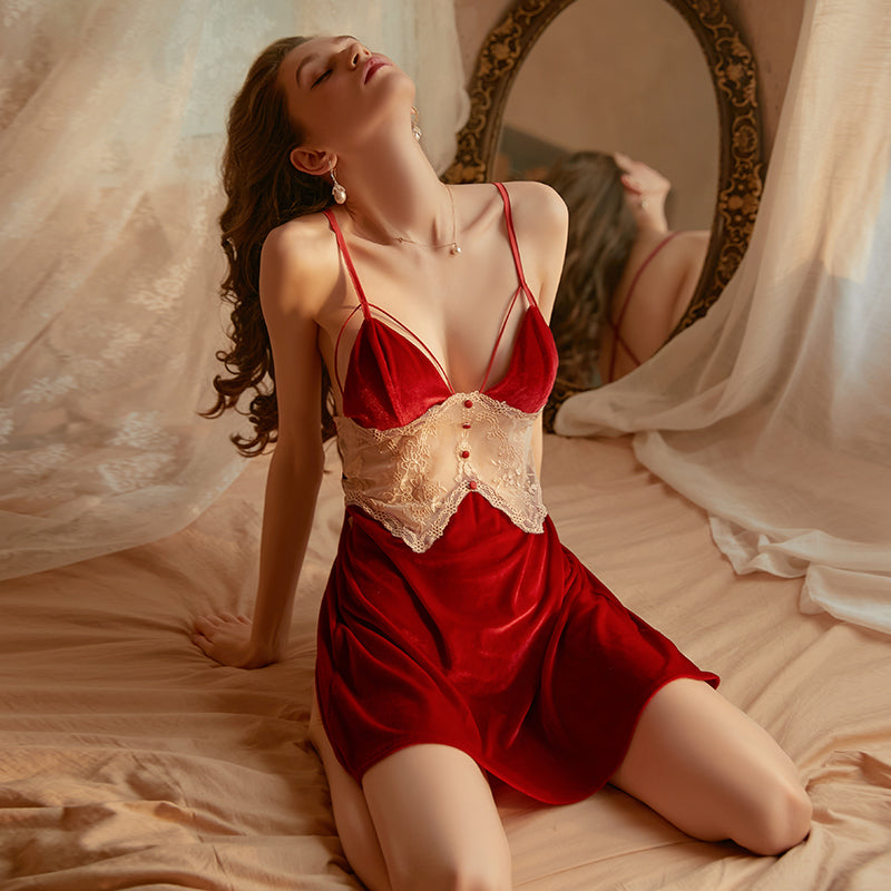 2023 autumn and winter warm velvet nightgown suit-01-1544