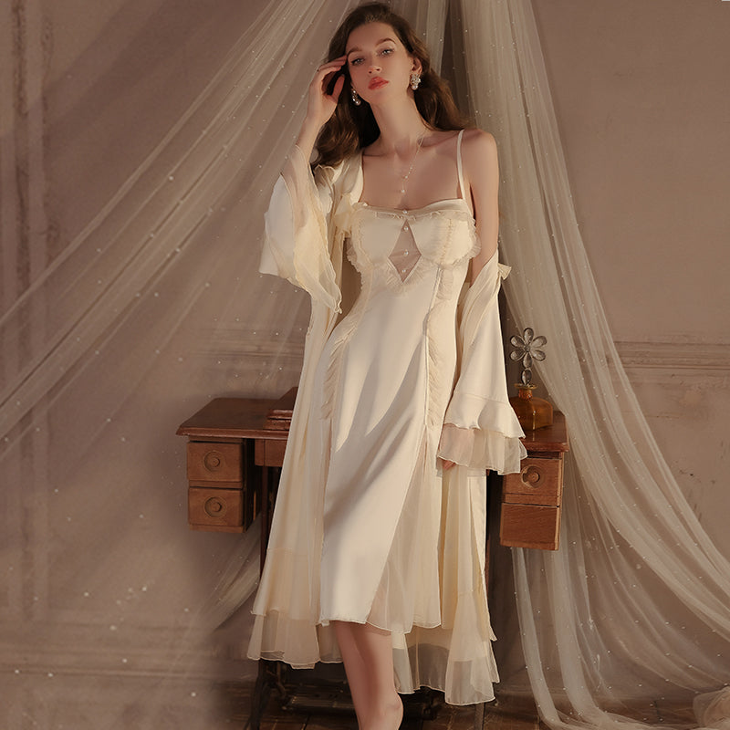 Long lace-trimmed nightgown