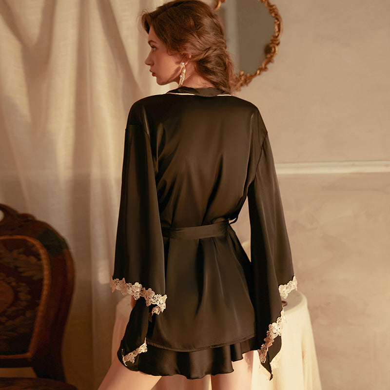 2023 Christmas Contrast Color Splicing Satin Suit—08—1541