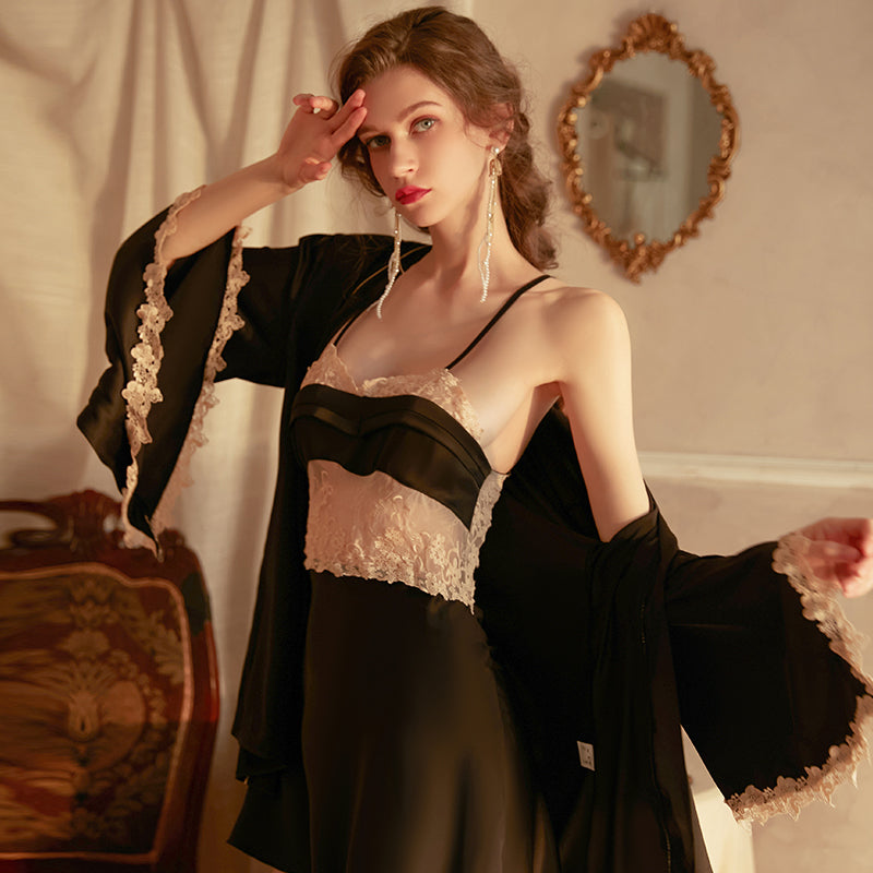 2023 Christmas Contrast Color Splicing Satin Suit—08—1541