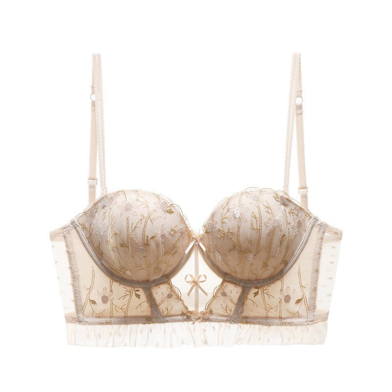 Lace Embroidered Push-up Vest Bra