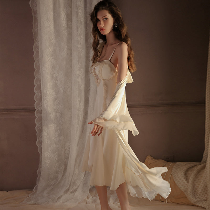 Long lace-trimmed nightgown