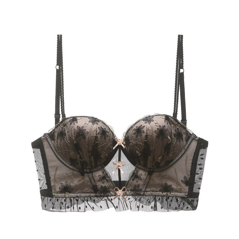 Lace Embroidered Push-up Vest Bra