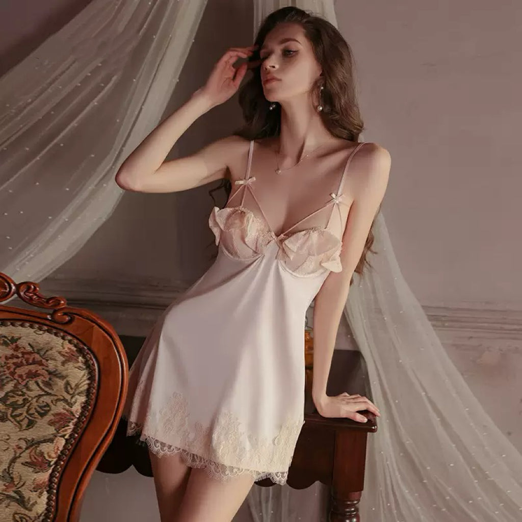 new style aesthetic yarn pure desire suspender nightgown sexy lace pajamas nightgown set home wear outer robe two-piece set