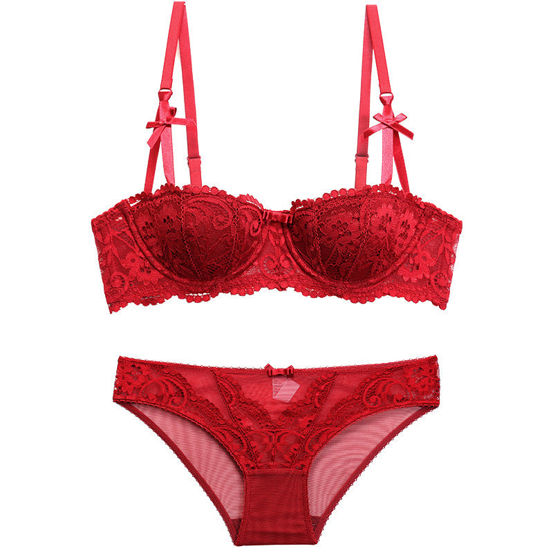 Lace Embroidered Bra Set
