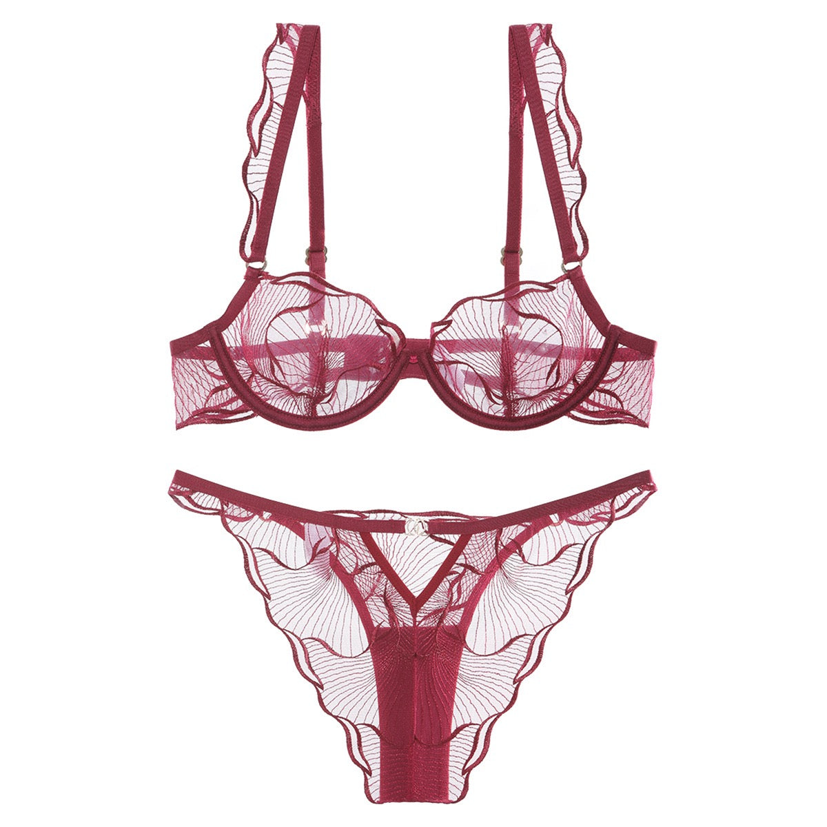 Lace Embroidered Bra Set
