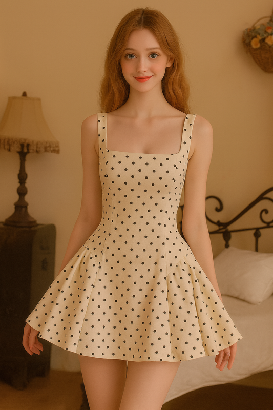 Classic Black & White Polka Dot Wrap Midi Dress