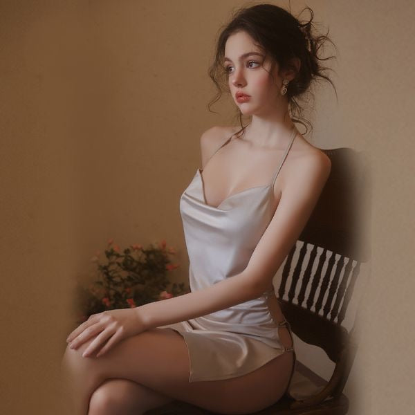 High-Slit Ice Silky Nightdress 2025.08