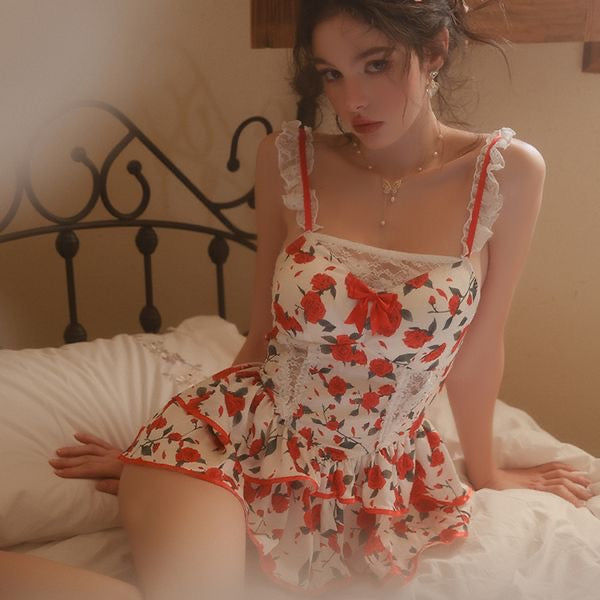 Floral Print Satin Sleep Dress