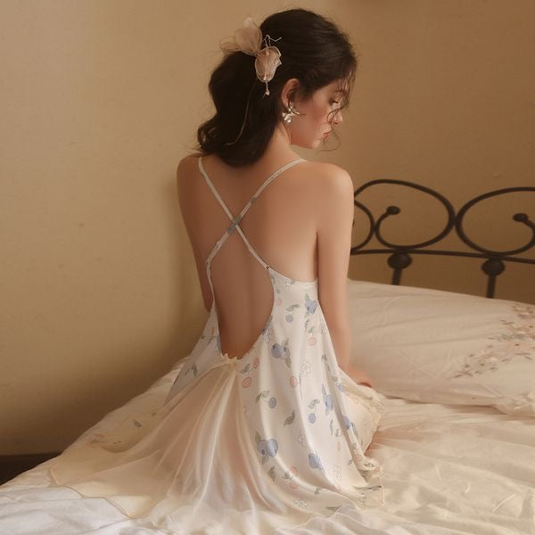 Ice Silk Button-Front Camisole Nightdress