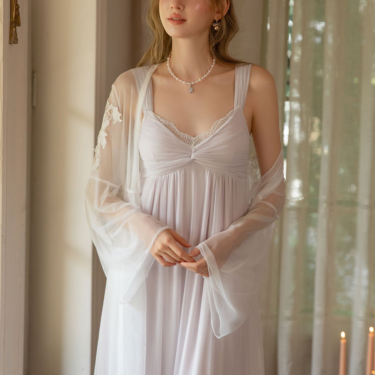 Romantic Lace Nightdress & Robe Set 202609