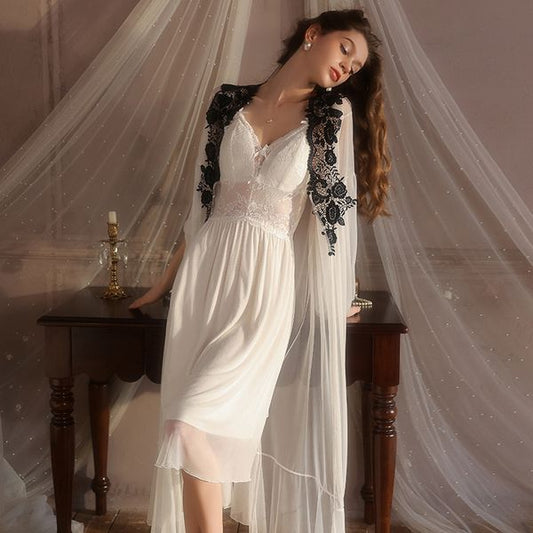 Silky Lace Push-Up Nightdress Set