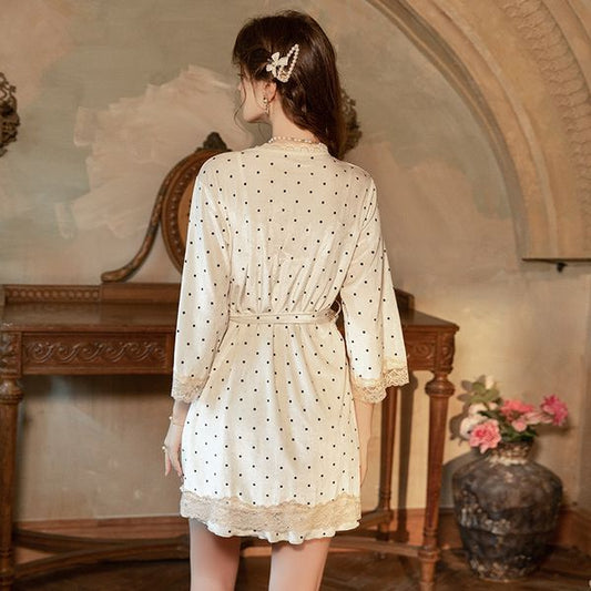 Velour Lace-Trimmed Pajama Set