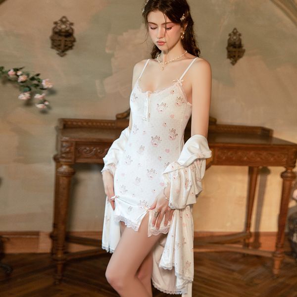 Sweet Desire Printed Lace-Trim Sleepwear Set