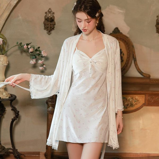 Velvet Whisper Floral Nightdress Set