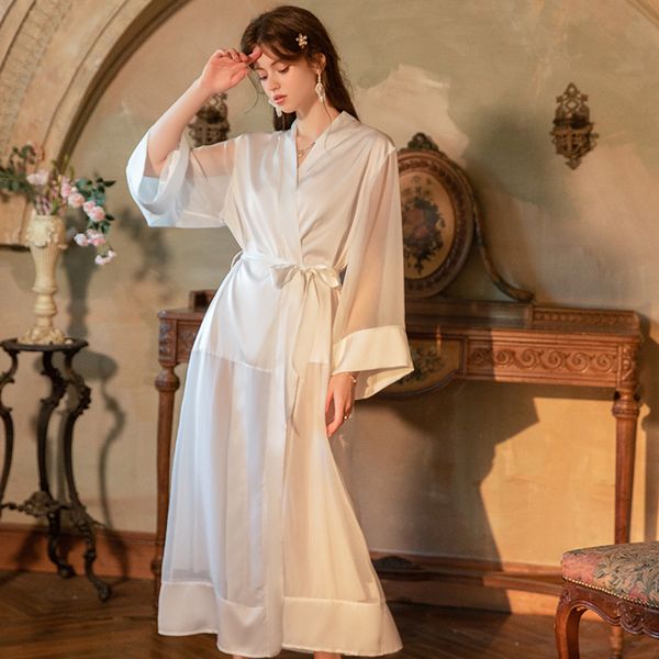 Backless Mesh LaceSee-Through Temptation Nightgown Outer Robe