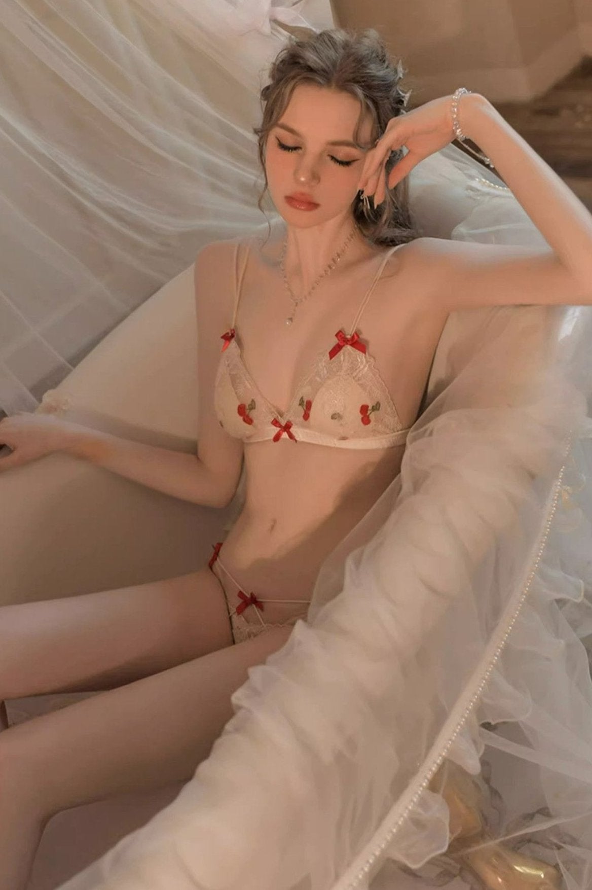 2024 New Cute Cherry Print Lingerie Set Y001