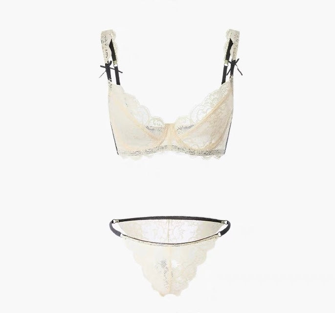 Sexy lace ultra-thin underwear spring and summer women's bra set-05