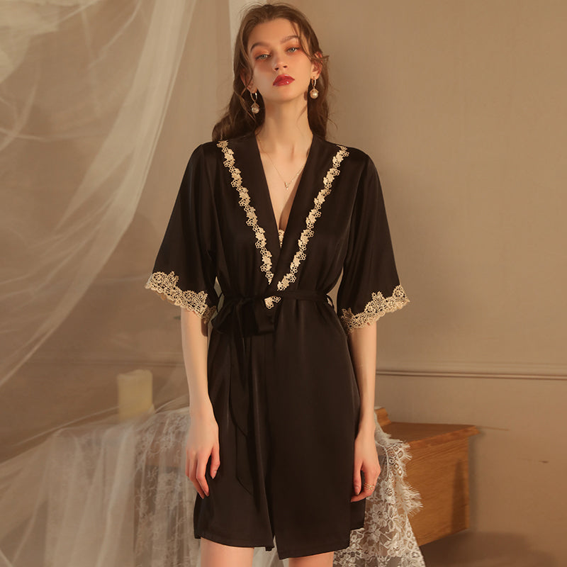 Silky Ice Soft Nightdress-Black-Red-White-Green991
