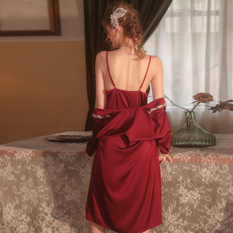 Silky Ice Soft Nightdress-Black-Red-White-Green991