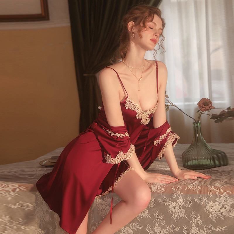 Silky Ice Soft Nightdress-Black-Red-White-Green991